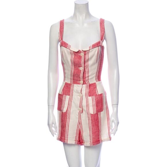 REFORMATION Linen Striped Romper NWOT - Picture 1 of 3